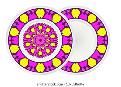 Set of Decorative Ornament With Mandala and round frame. Anti-Stress Therapy Pattern. Vector Illustration.