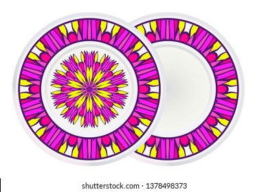 Set of Decorative Ornament With Mandala and round frame. Anti-Stress Therapy Pattern. Vector Illustration.