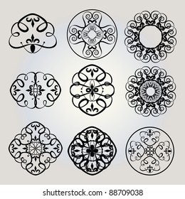 set of decorative ornament for seamless pattern
