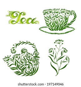 set of decorative ornament tea