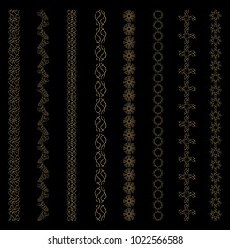 Set of decorative, ornamental and vintage gold borders for design cards, invitations, brochures, books, business cards.