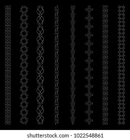 Set of decorative, ornamental and vintage silver or metal borders for design cards, invitations, brochures, books, business cards. 