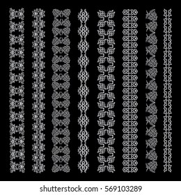 Set of decorative, ornamental and vintage silver or metal borders for design cards, invitations, brochures, books, business cards. 