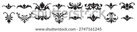 Set of decorative ornaments leaf elements. Vintage calligraphy collection
