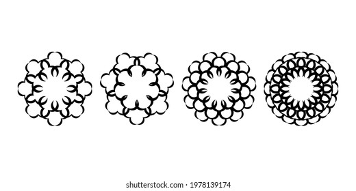 Set of decorative ornaments in the shape of a flower or mandala. Good for menus, prints and postcards.