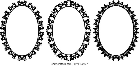 set of decorative oval frames