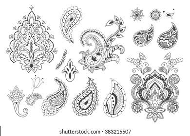 Set of decorative paisley templates