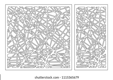 Set decorative panel laser cutting. wooden panel. Elegant modern geometric abstract pattern. Ratio 1:2, 1:1. Vector illustration.