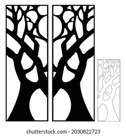 Set decorative panel laser cutting. wooden panel. Elegant modern geometric abstract pattern. Vector File.