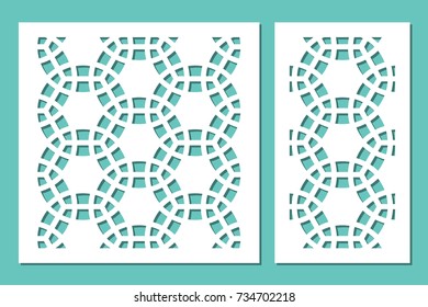 Set decorative panel laser cutting. wooden panel. Modern elegant geometric mosaic pattern. Ratio 1:2, 1:1. Vector illustration.