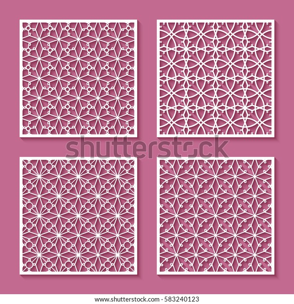 Set Decorative Panels Lace Patterns Square Stock Vector Royalty