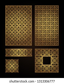A set of decorative panels for laser cutting of wood. Pattern to create interior decorations, partitions, walls, backgrounds.