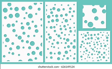Set of decorative panels laser cutting. a wooden panel. Abstract circles pattern. The ratio 2:3, 1:2, 1:1. Vector illustration.