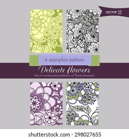 set of decorative pattern of plant images