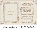 Set of decorative photo frames and ornaments, dividers with flowers in vintage style. Vector illustration.