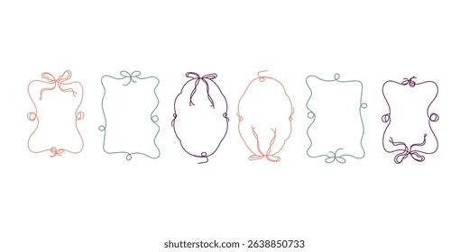 Set of Decorative Picture Frames with Bows.