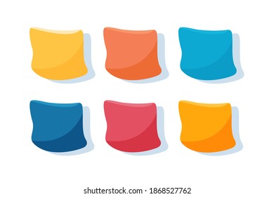 A set of decorative pillows or pillowcases in different colors. Flat vector illustration.