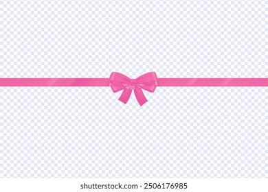 Conjunto de lazo rosa decorativo con cinta rosa Horizontal para la decoración del regalo, lazo de Vector realista y cinta aislada en blanco, lazo de cinta rosa decorativo, cuerda de vacaciones realista, arco para envolver el presente.