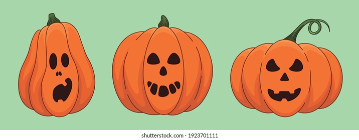 Set of decorative pumpkins for halloween