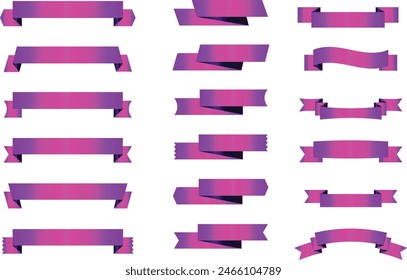 Set of decorative purple ribbon banners isolated on white, purple Bow With Ribbons Set, With Gradient Mesh, Vector Illustration, Vector purple ribbons.Ribbon banner set,Purple Pink Ribbon banner set.