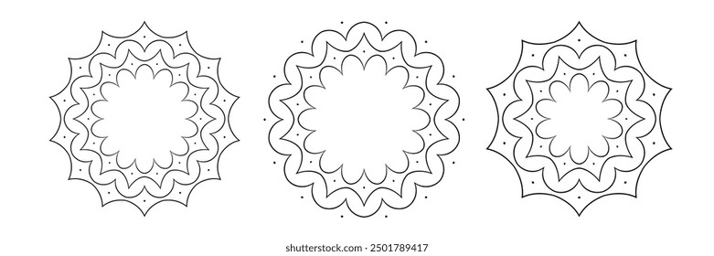 Set of Decorative Radial Geometric Circle Patterns. Vector Art.