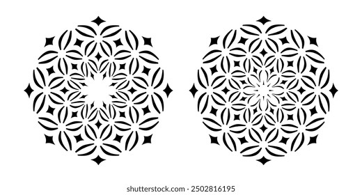 Set of Decorative Radial Geometric Patterns. Vector Art.