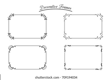 Set of Decorative Rectangle Frames.Design Element Vector Illustration.