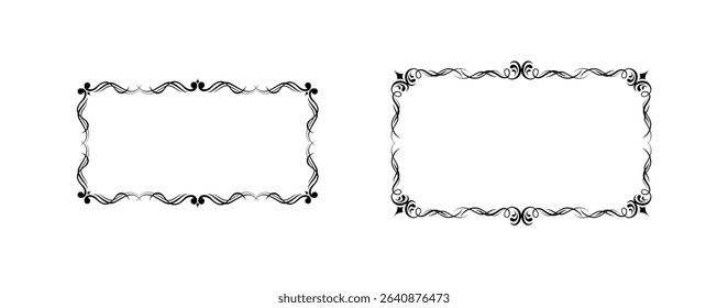 set of decorative rectangular frames and vintage ornament borders