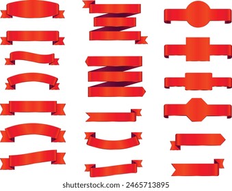 Set of decorative red ribbon banners isolated on white, Red Bow With Ribbons Set, With Gradient Mesh, Vector Illustration, Vector red ribbons.Ribbon banner set,Ribbon banner set. Red ribbons, Vector.