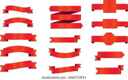 Set of decorative red ribbon banners isolated on white, Red Bow With Ribbons Set, With Gradient Mesh, Vector Illustration, Vector red ribbons.Ribbon banner set,Ribbon banner set. Red ribbons, Vector.