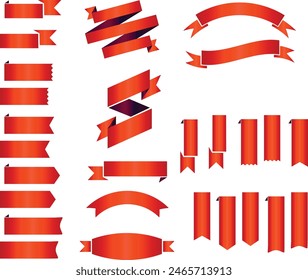 Set of decorative red ribbon banners isolated on white, Red Bow With Ribbons Set, With Gradient Mesh, Vector Illustration, Vector red ribbons.Ribbon banner set,Ribbon banner set. Red ribbons, Vector.