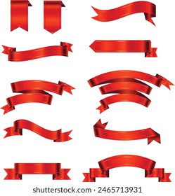 Set of decorative red ribbon banners isolated on white, Red Bow With Ribbons Set, With Gradient Mesh, Vector Illustration, Vector red ribbons.Ribbon banner set,Ribbon banner set. Red ribbons, Vector.