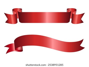 
Set of decorative red ribbon banners isolated on white. Vector red ribbons. Ribbon banner set. Red ribbons, Vector. Blank retro flag, tape for text, price tag, sale label. For the award, graduate