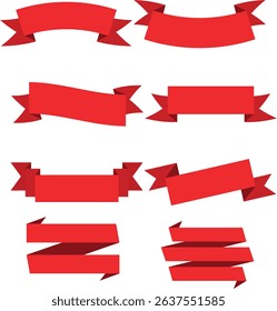 Set Decorative Red Ribbon Banners design features elegant, flowing ribbon elements in rich red tones.