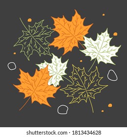 
Set of decorative red, yellow, orange leaves