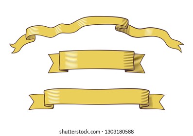 Set of decorative retro-style ribbons. Vector illustration, isolated on white background