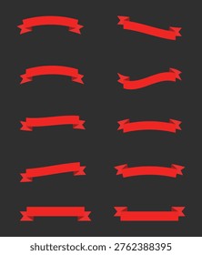 Set of decorative ribbon banner vector elements in various flat design styles. Versatile collection of scroll banners and label shapes perfect for titles, badges, promotions, invitations, and graphic design projects