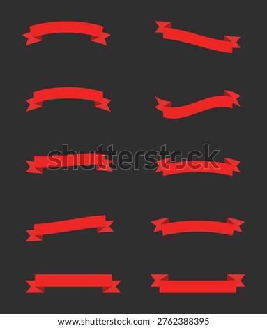 Set of decorative ribbon banner vector elements in various flat design styles. Versatile collection of scroll banners and label shapes perfect for titles, badges, promotions, invitations, and graphic design projects