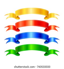 Set of decorative ribbon banners isolated on white. Vector illustration.
