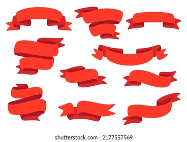 Set of decorative ribbons. Banners in abstract style.