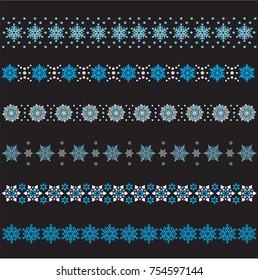 set of decorative ribbons with snowflakes, symbol of the new year and christmas, vector illustration