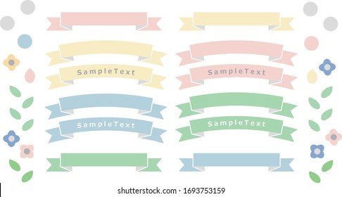Set of decorative ribbons, spring colors.