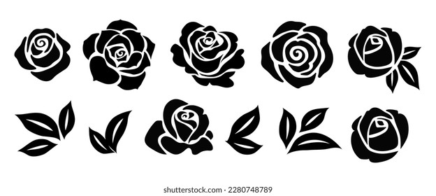 Conjunto de rosa decorativo con hojas. Silla de flores. Ilustración del vector