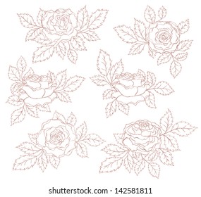 Set of decorative roses