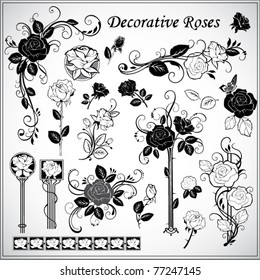 set of decorative roses