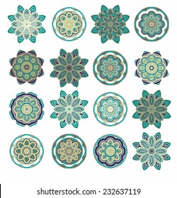 Set of decorative rosettes-snowflakes