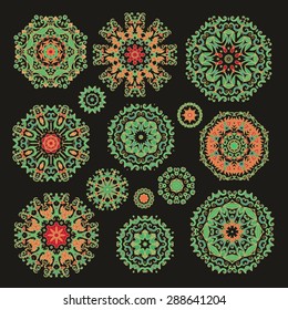 Set of decorative rosettes-snowflakes