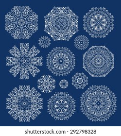 Set of decorative rosettes-snowflakes