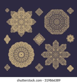 Set of decorative rosettes-snowflakes