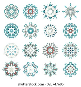 Set of decorative rosettes-snowflakes